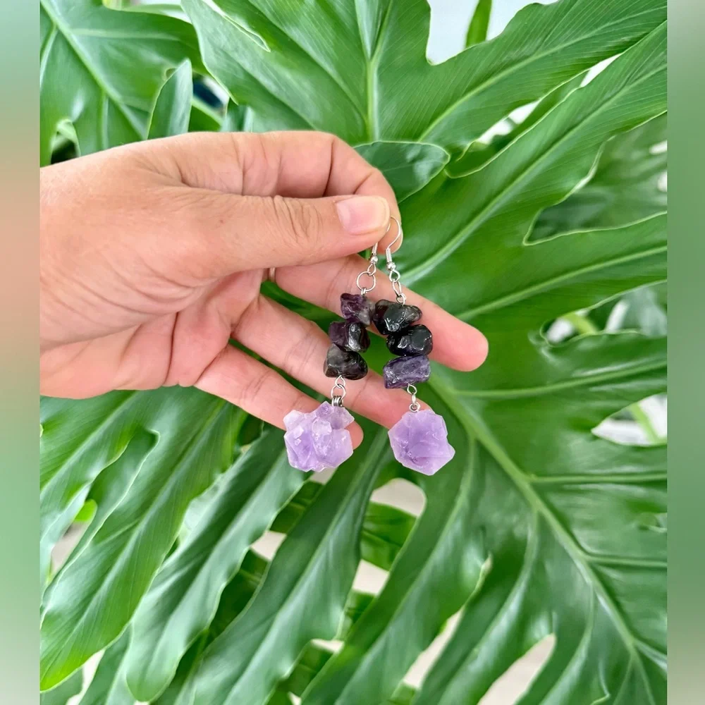 Amethyst Earrings || Handmade Crystal jewelry